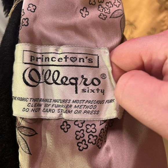 Vintage 60s Black Swing Coat Faux Fur Old Hollywood Glam Princeton's O'llegro OS - Picture 9 of 11